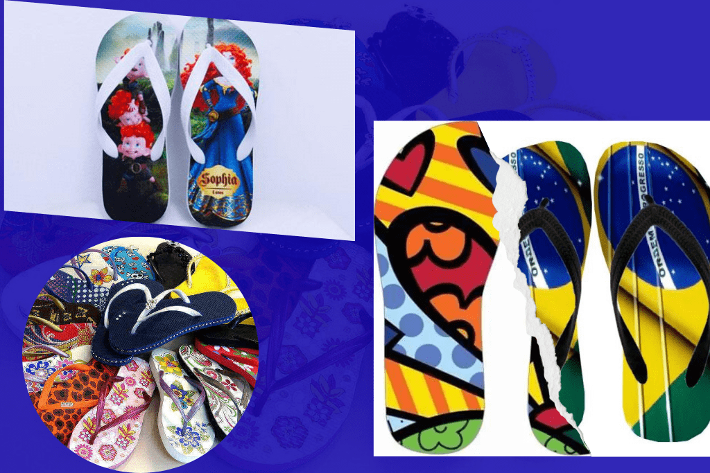 personalização de chinelos várias cores